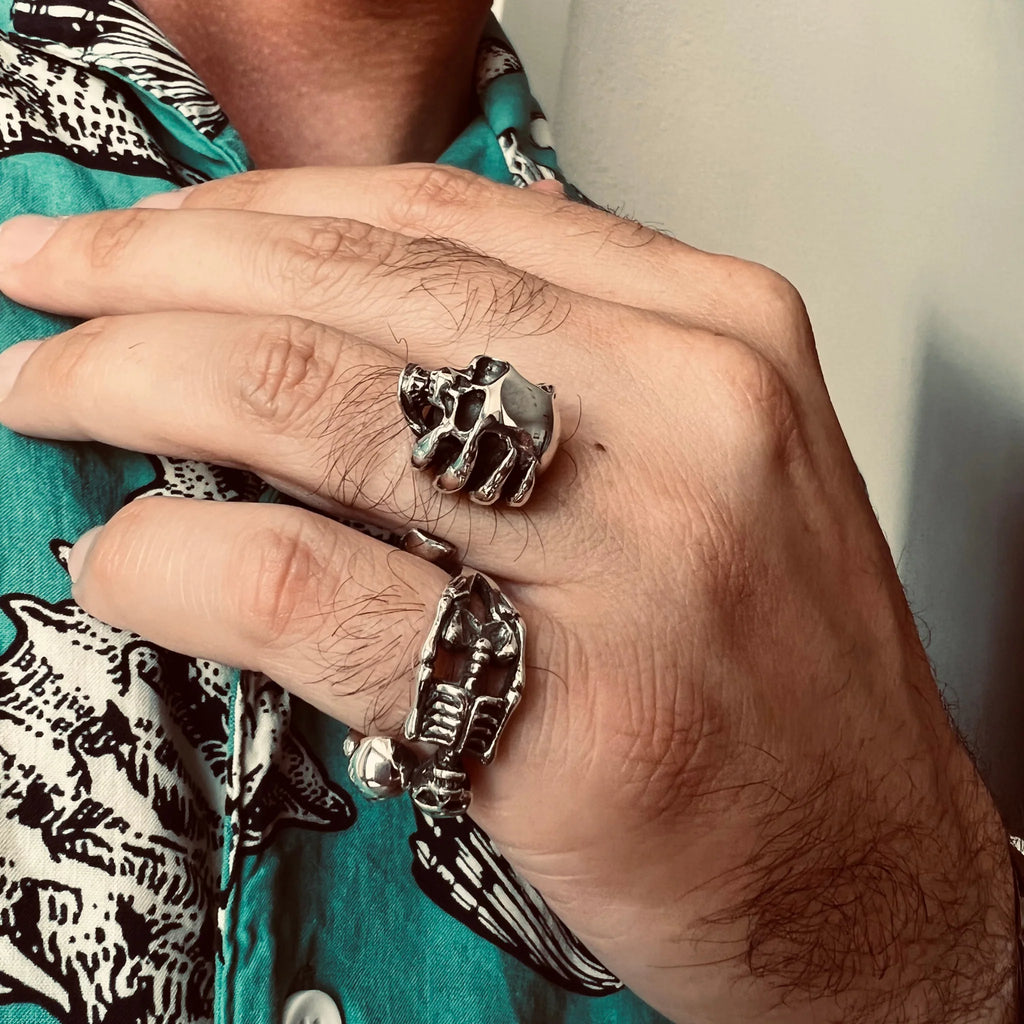 Sterling Silver Two Skeletons Ring