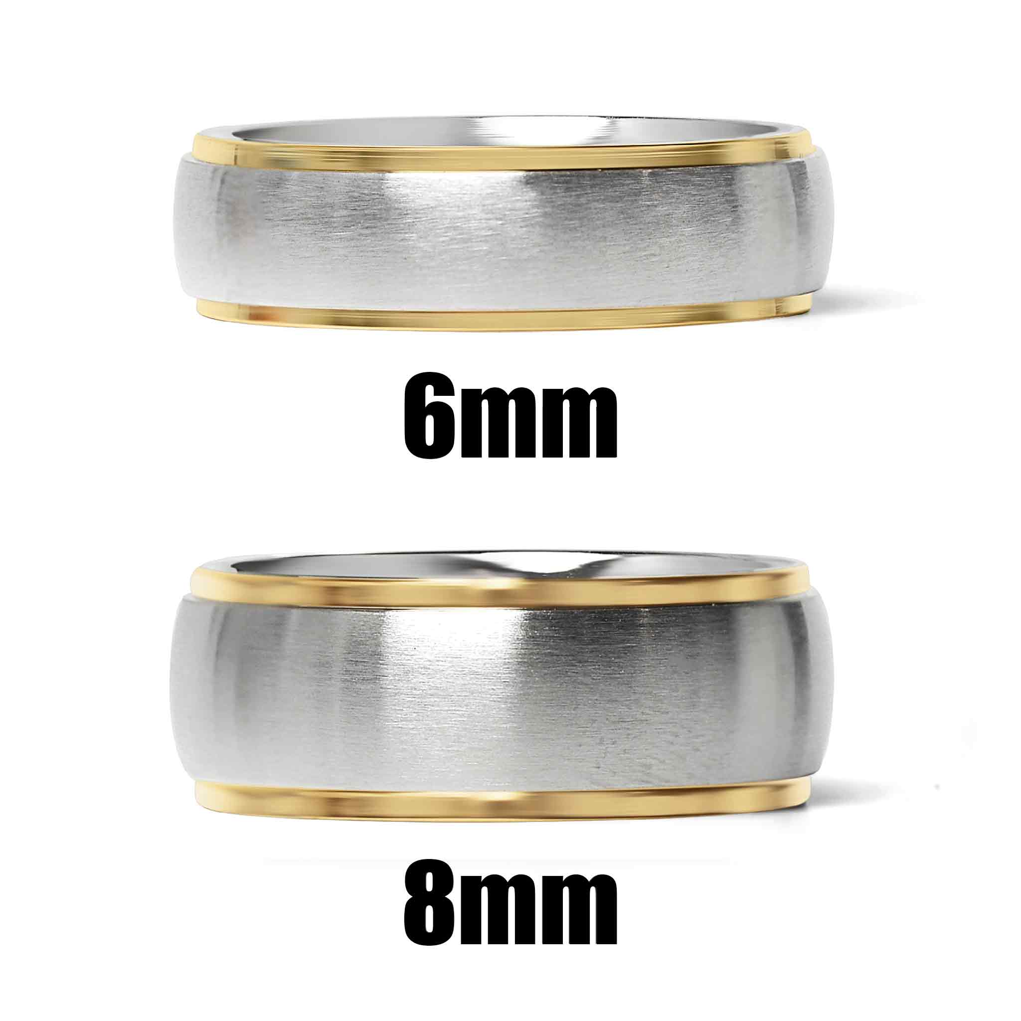 18K Gold PVD Stainless Steel Gold Edge Brushed Blank Ring