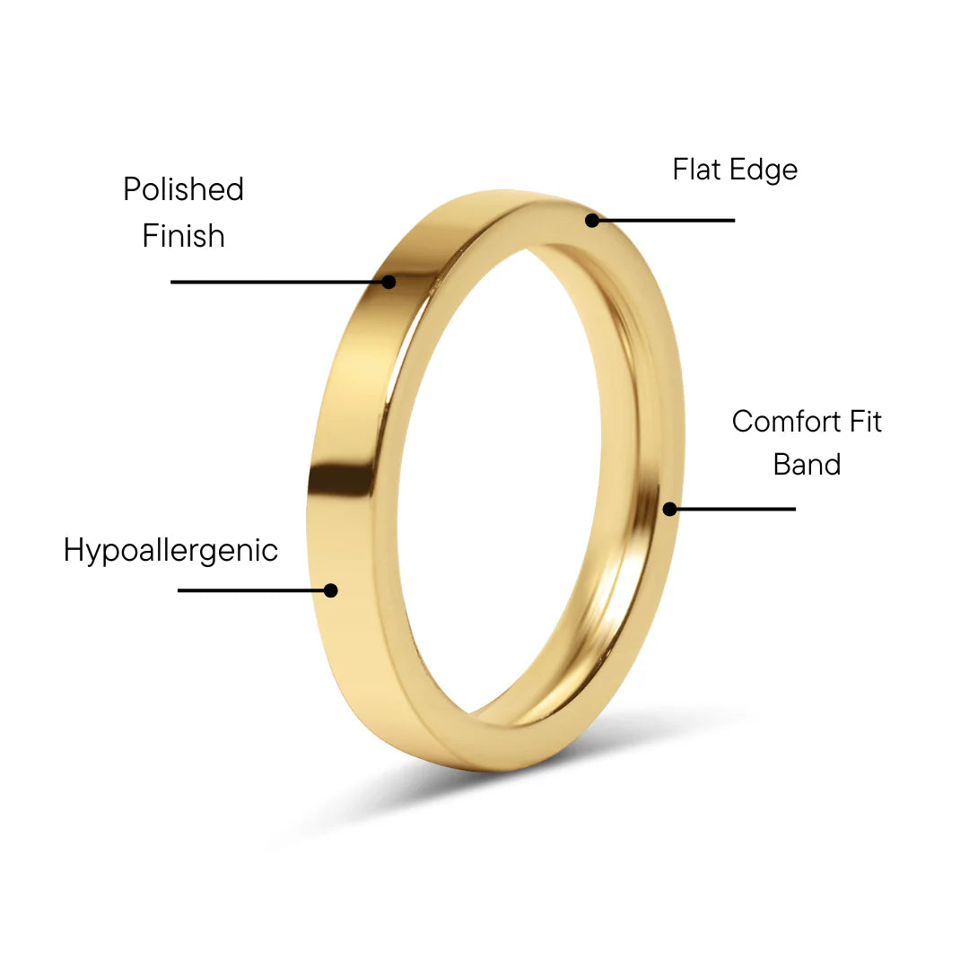 18K Gold PVD Stainless Steel Flat Blank Ring
