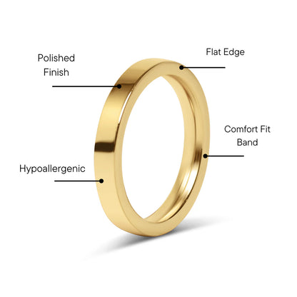 18K Gold PVD Stainless Steel Flat Blank Ring