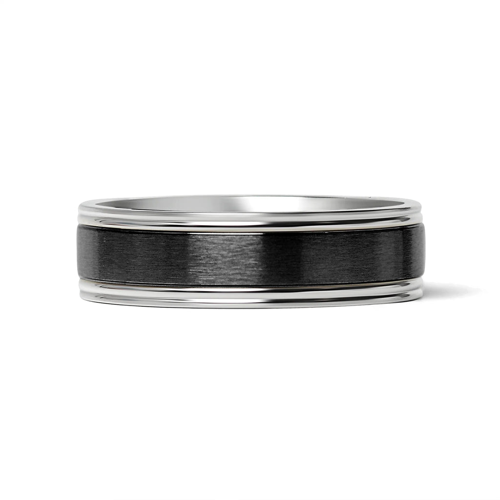 Stainless Steel Black Center Blank Ring