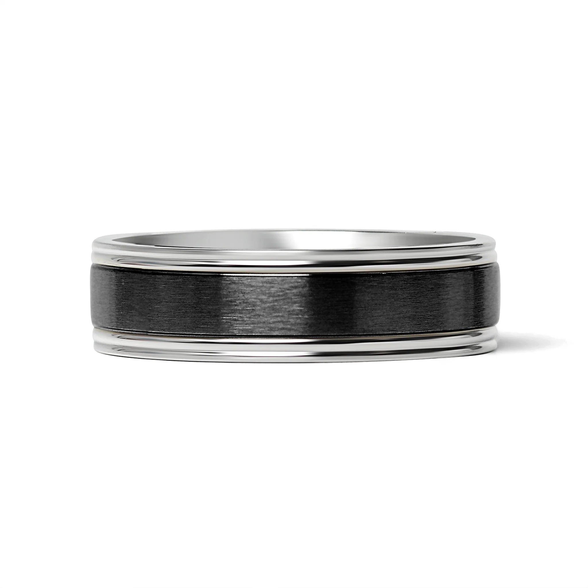 Stainless Steel Black Center Blank Ring