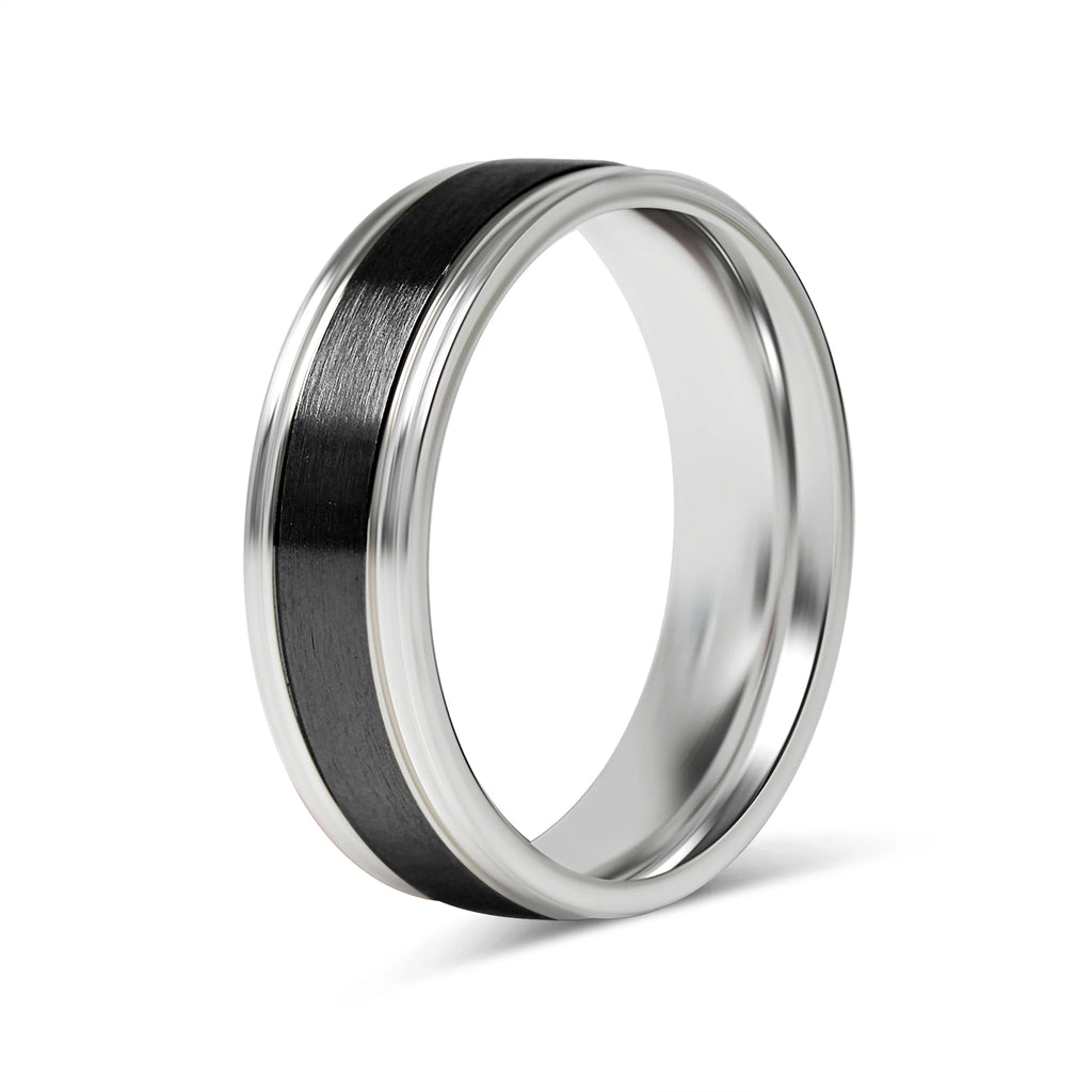 Stainless Steel Black Center Blank Ring
