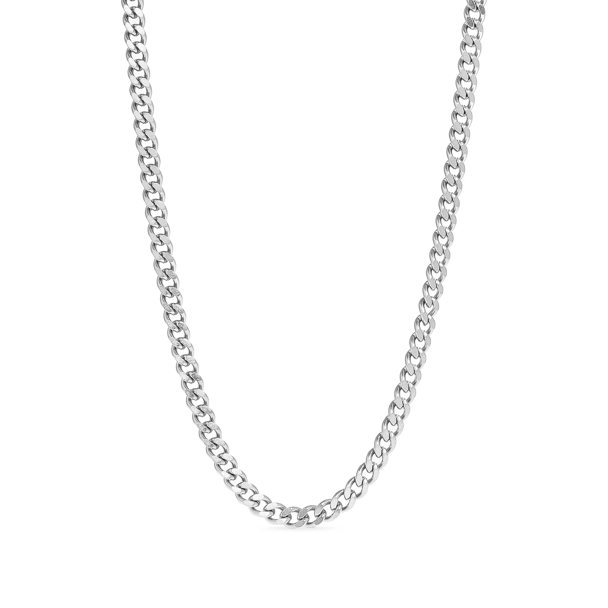 Stainless Steel Diamond Cut Curb Chain Necklace