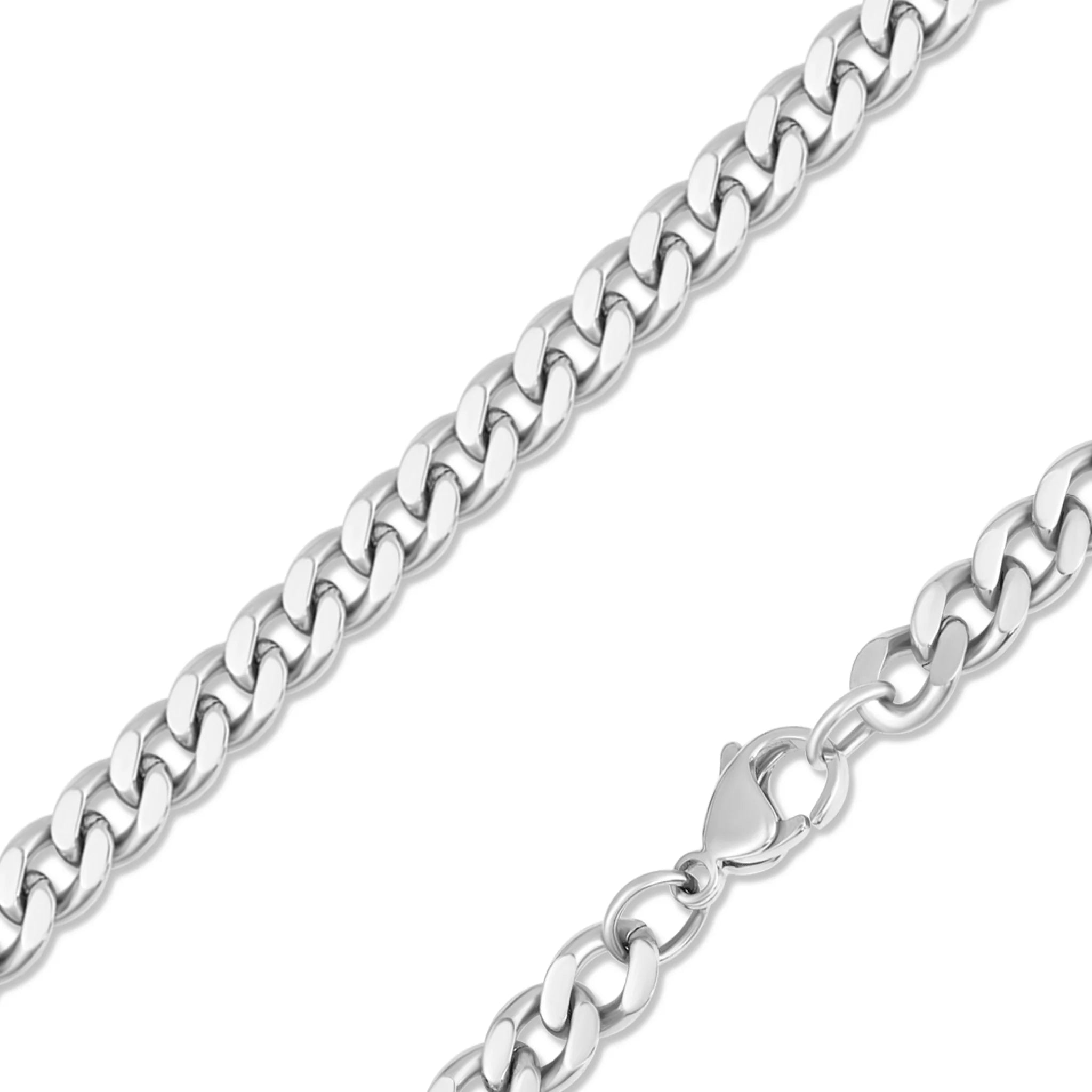 Stainless Steel Diamond Cut Curb Chain Necklace