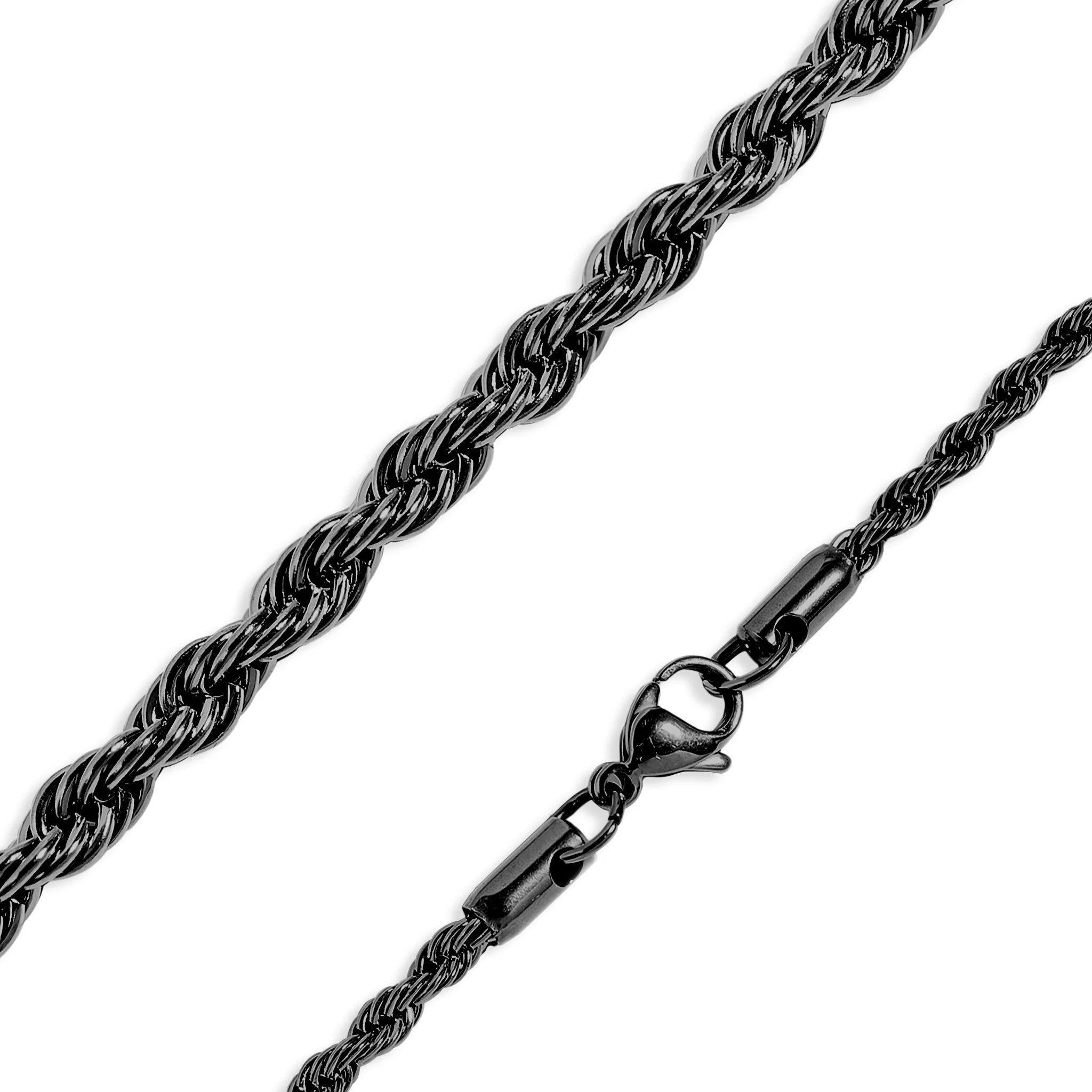 Black Stainless Steel Rope Chain Necklace