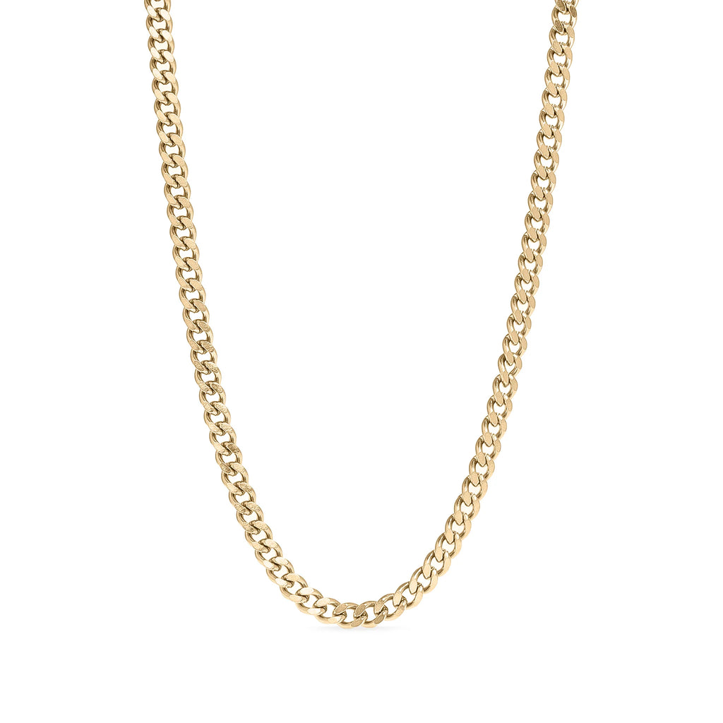 18K Gold PVD Stainless Steel Diamond Cut Curb Chain Necklace