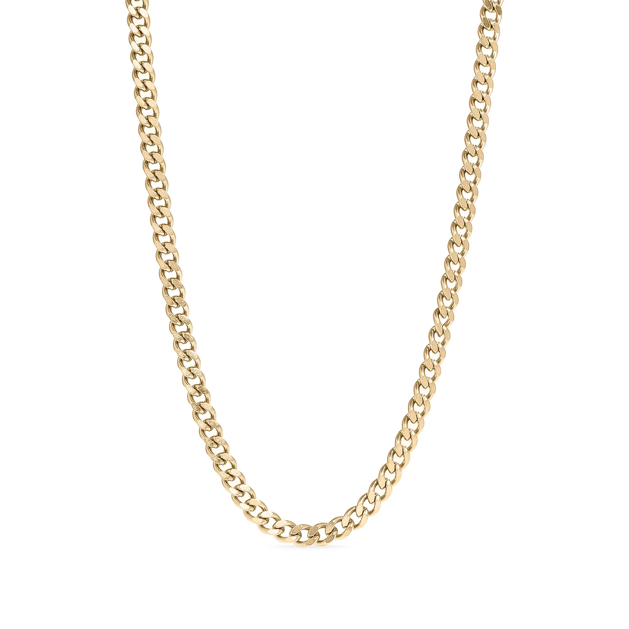 18K Gold PVD Stainless Steel Diamond Cut Curb Chain Necklace