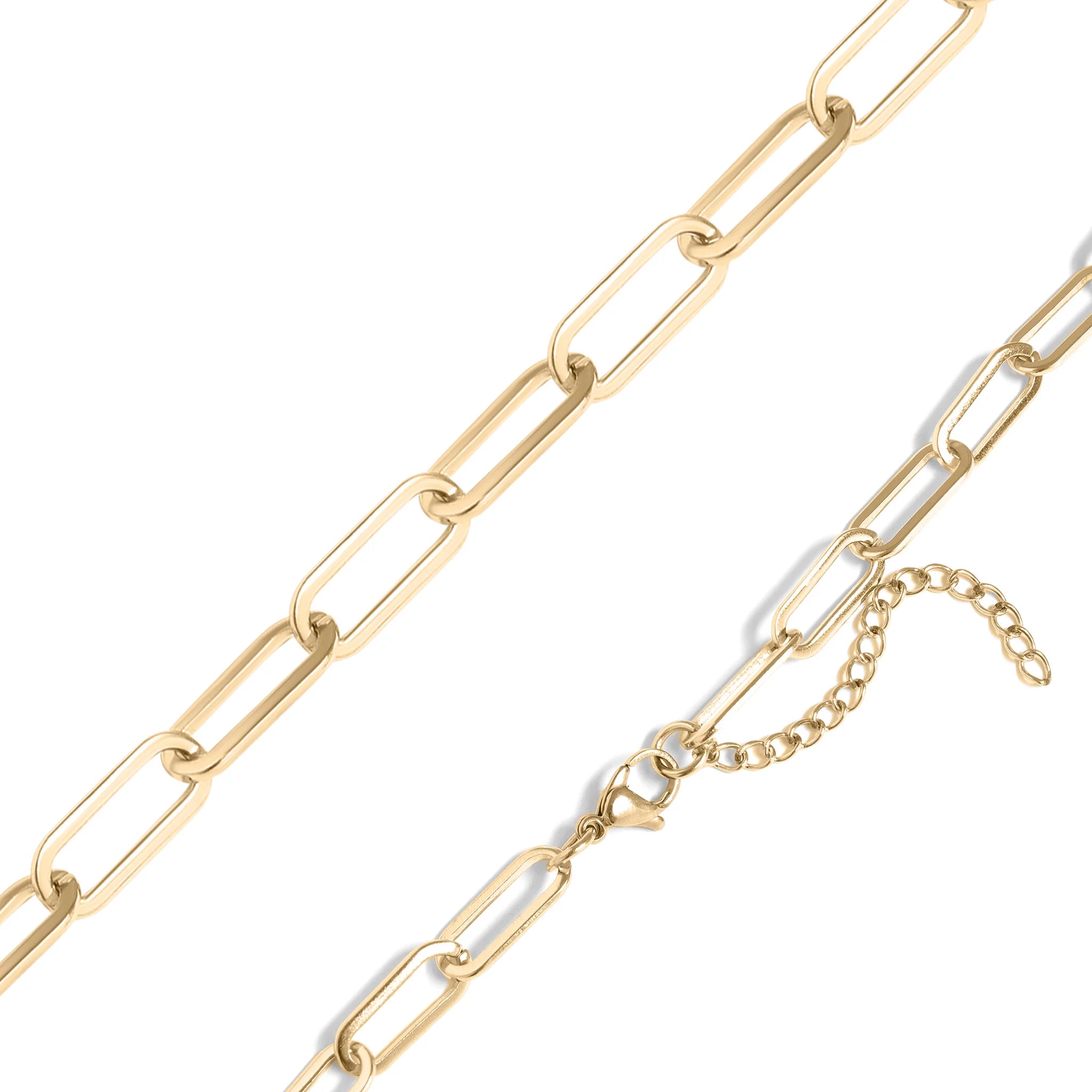 18K Gold PVD Coated Stainless Steel Paperclip Chain Necklace