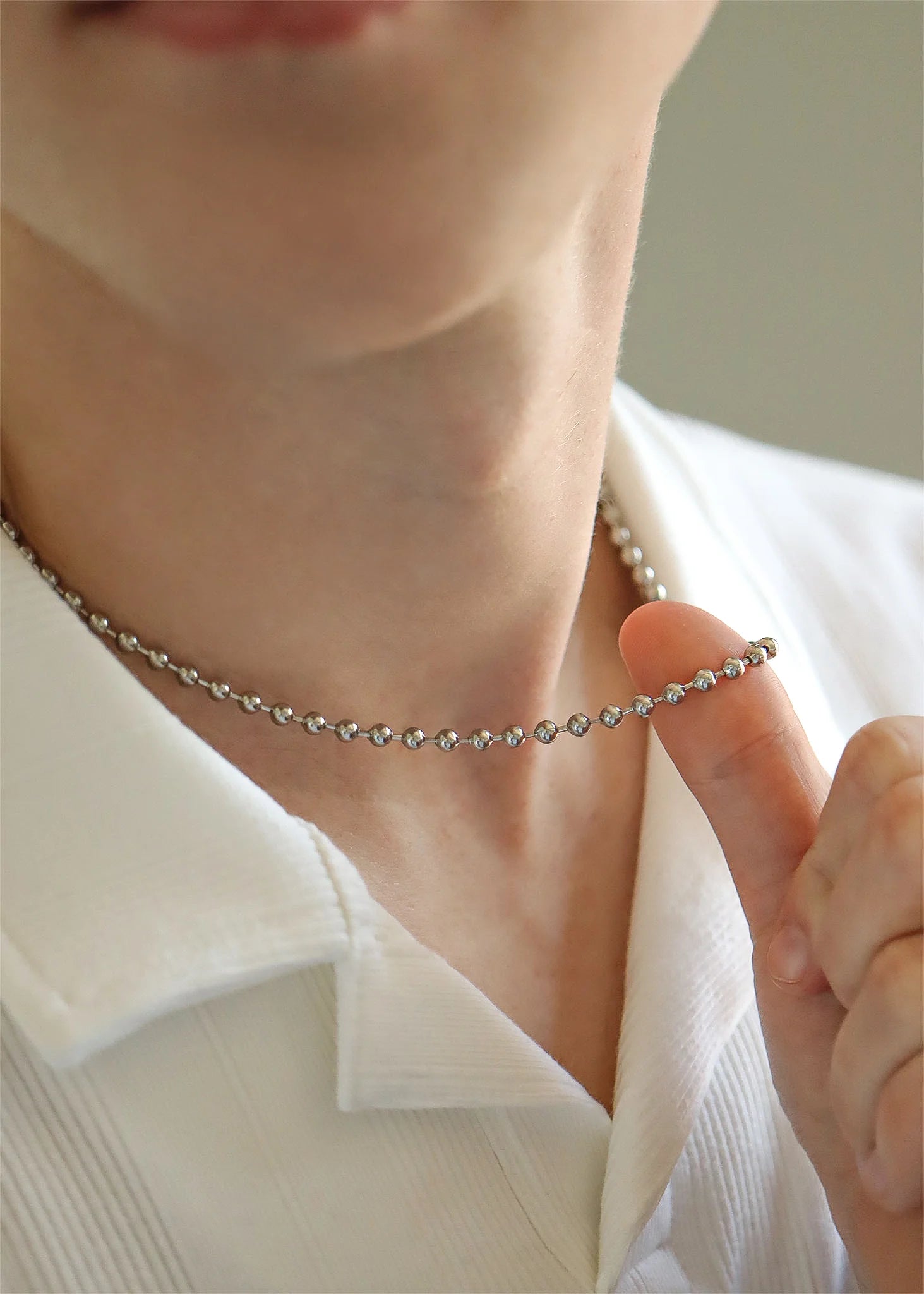 Stainless Steel Ball Bead Chain Necklace