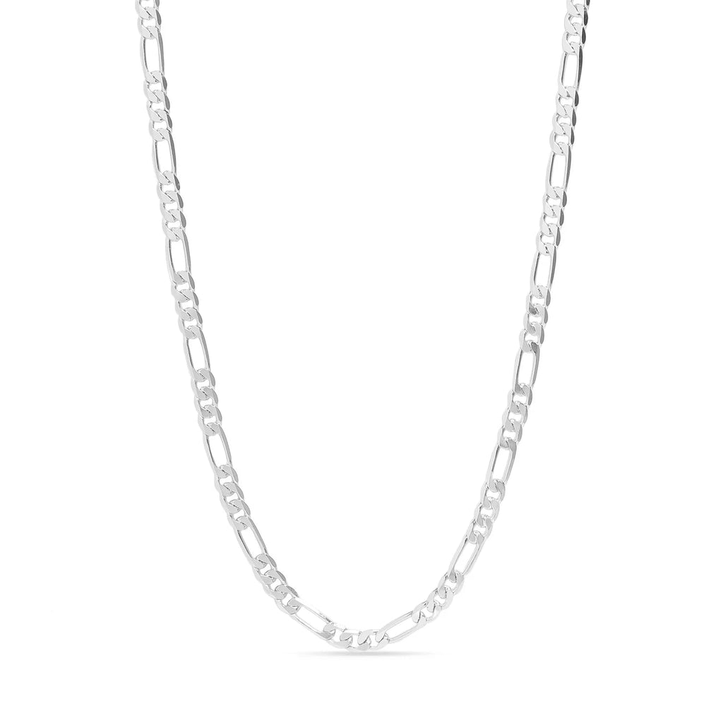 Silver chain necklace on a white background