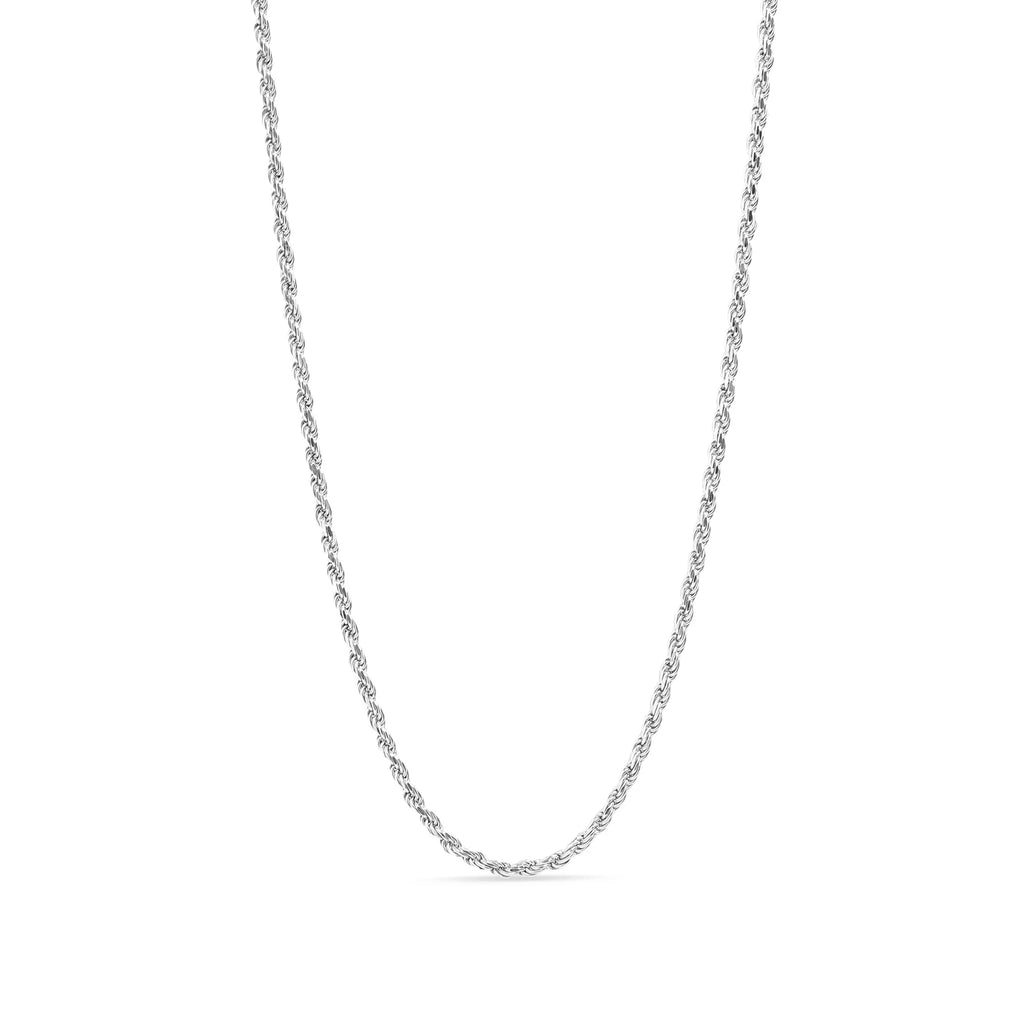 Sterling Silver Platinum Plated Diamond Cut Rope Chain