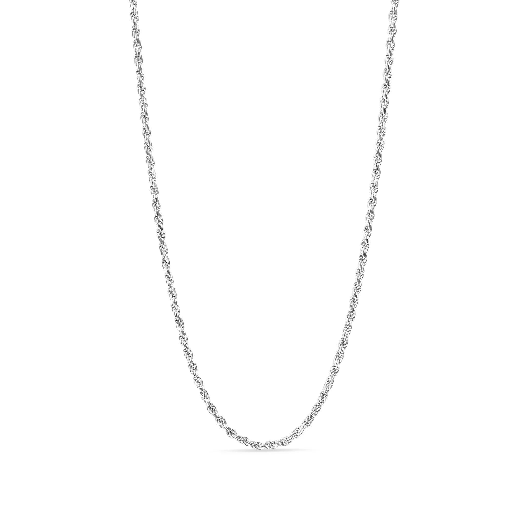 Sterling Silver Platinum Plated Diamond Cut Rope Chain