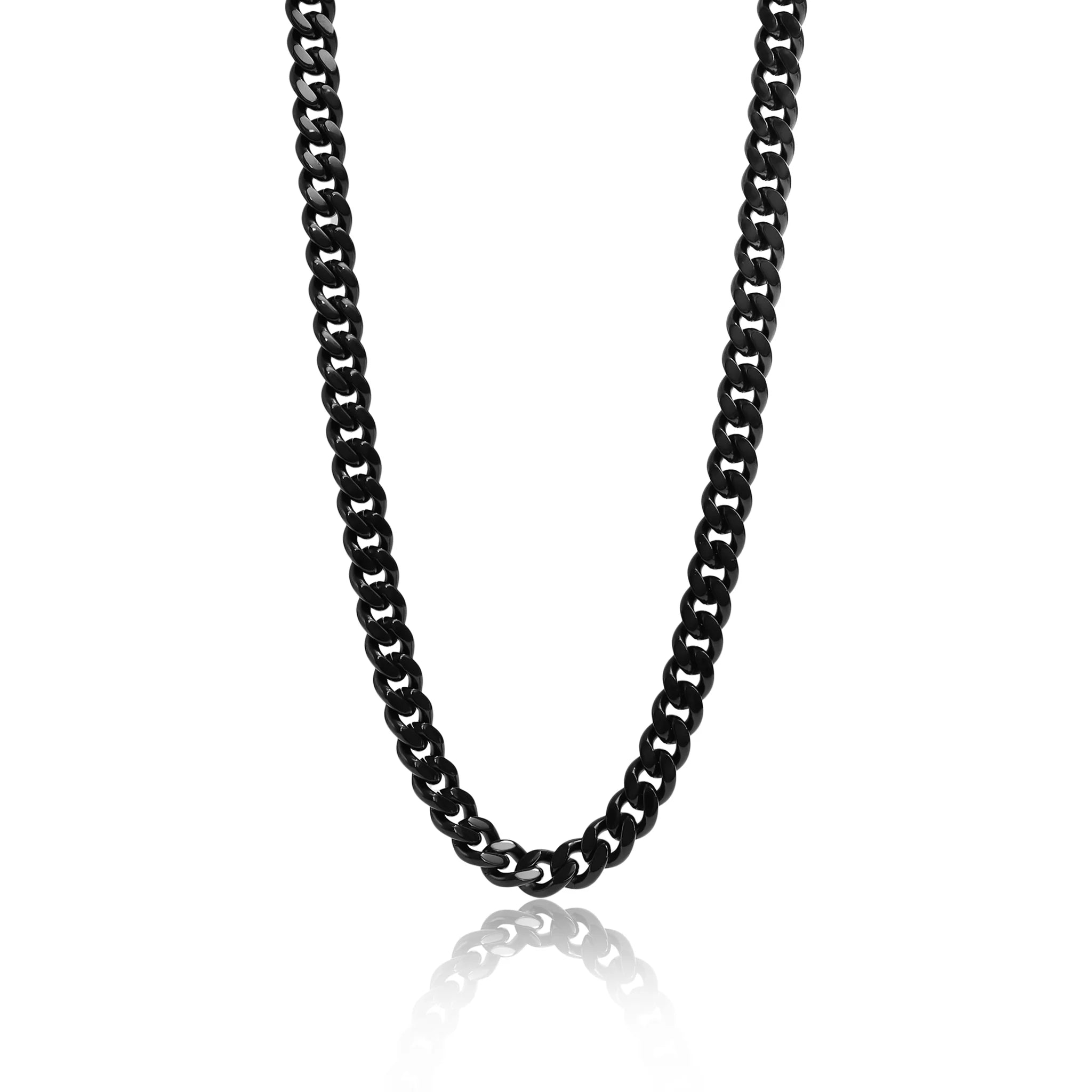Stainless Steel Black Curb Chain Necklace