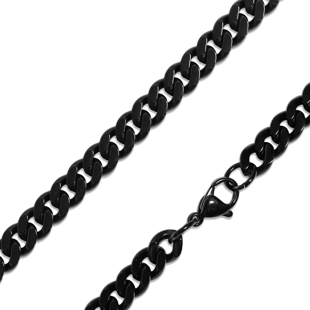 Stainless Steel Black Curb Chain Necklace