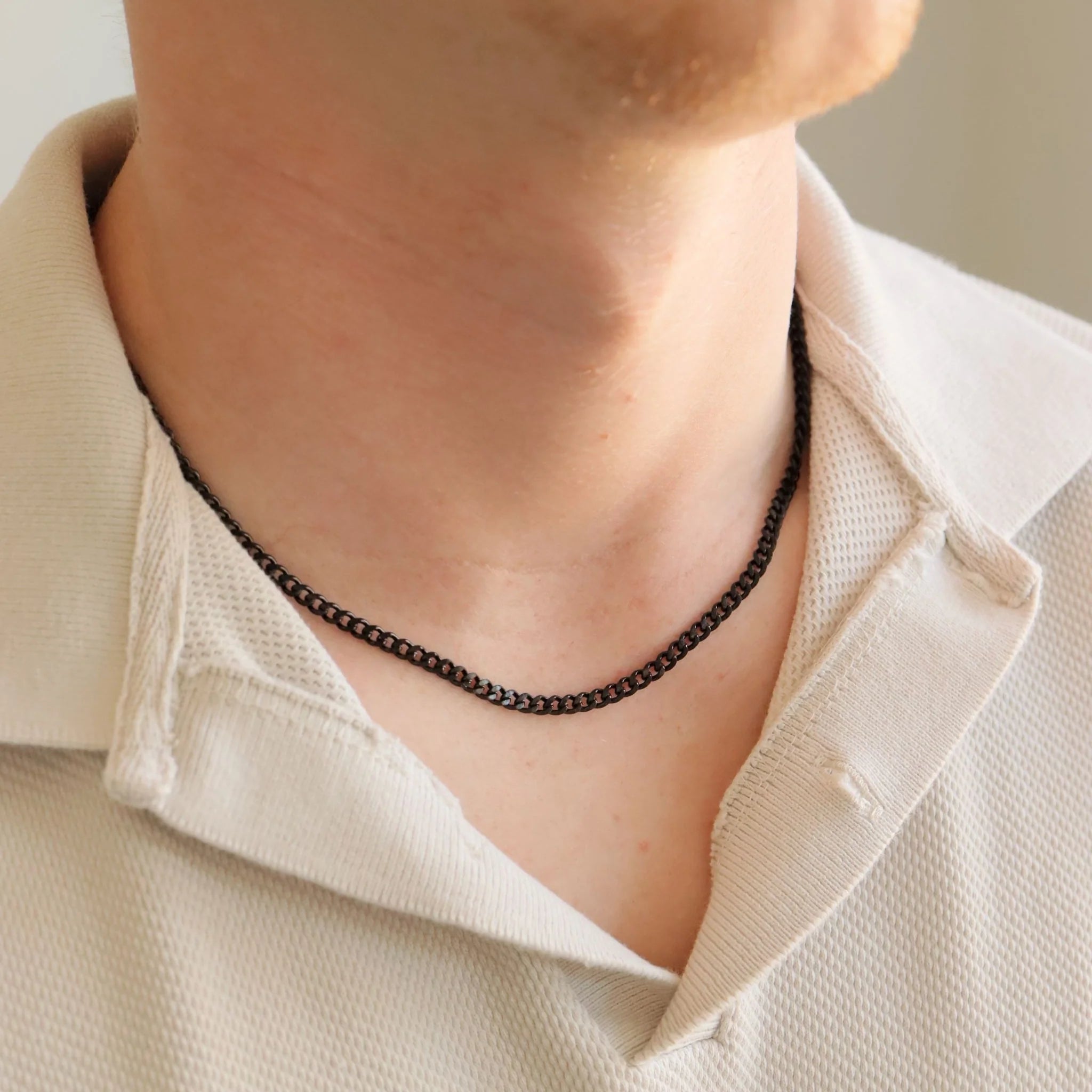 Stainless Steel Black Curb Chain Necklace