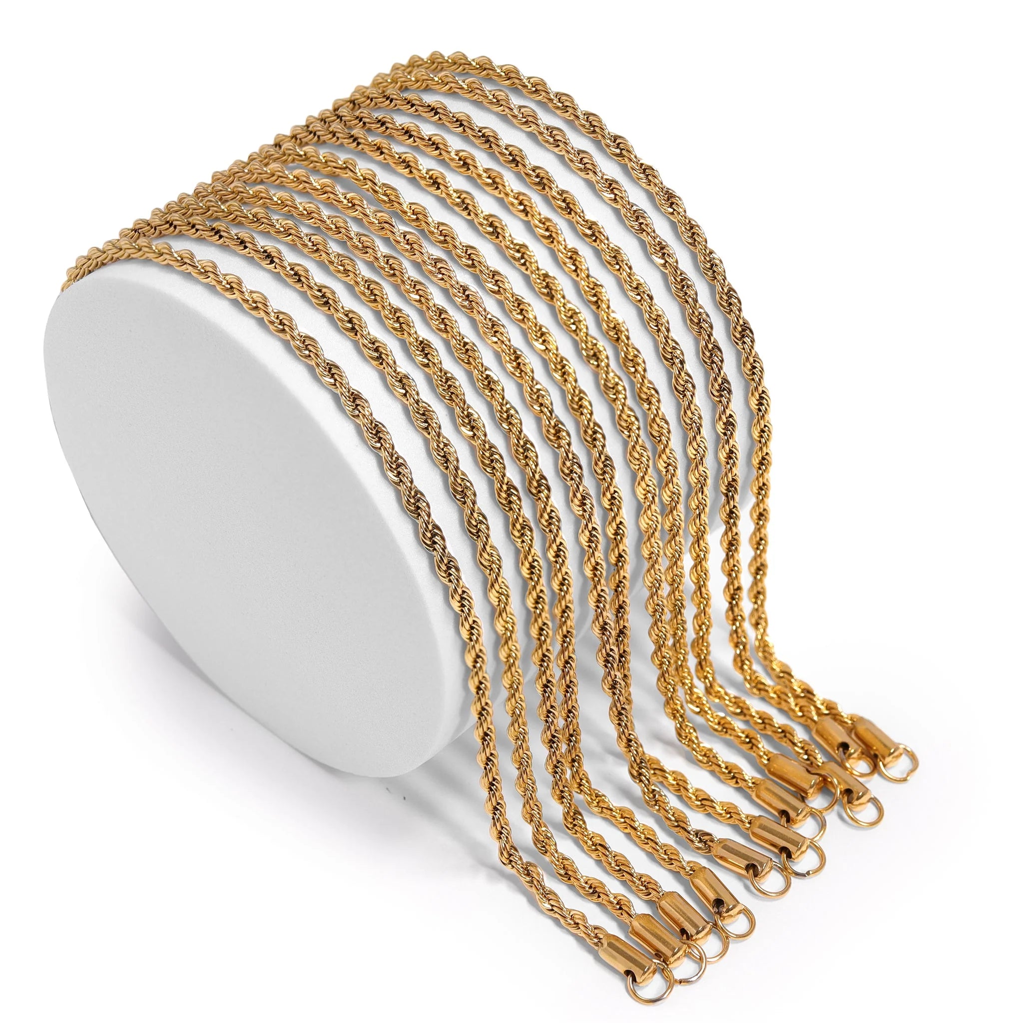 18K Gold PVD Stainless Steel Rope Chain Necklace