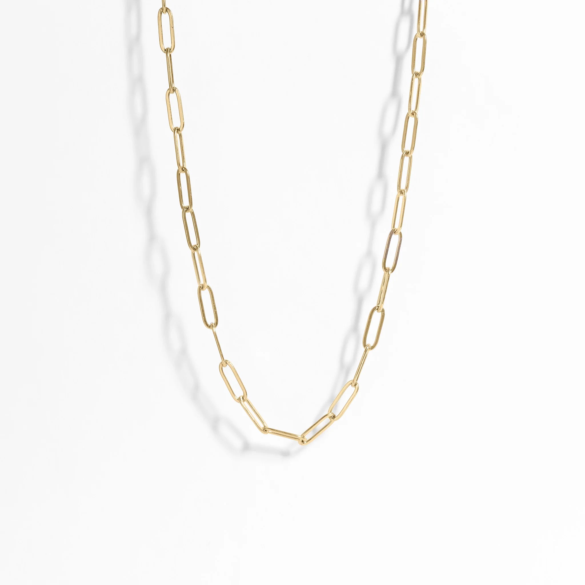 18K Gold PVD Coated Stainless Steel Paperclip Chain Necklace