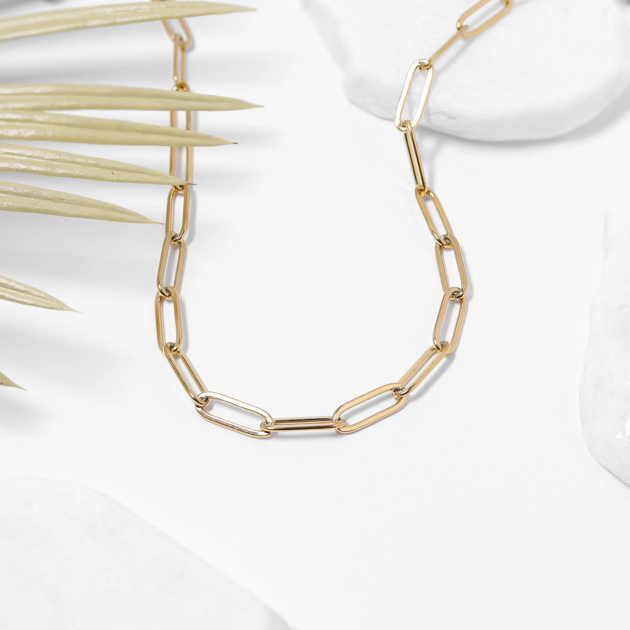 18K Gold PVD Coated Stainless Steel Paperclip Chain Necklace