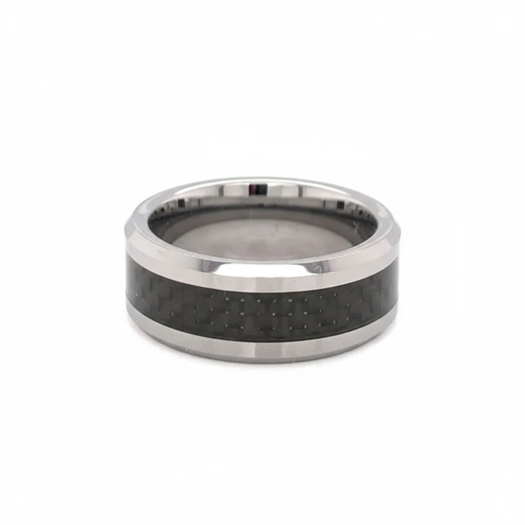 Tungsten Black Fiber Center Comfort Fit Ring