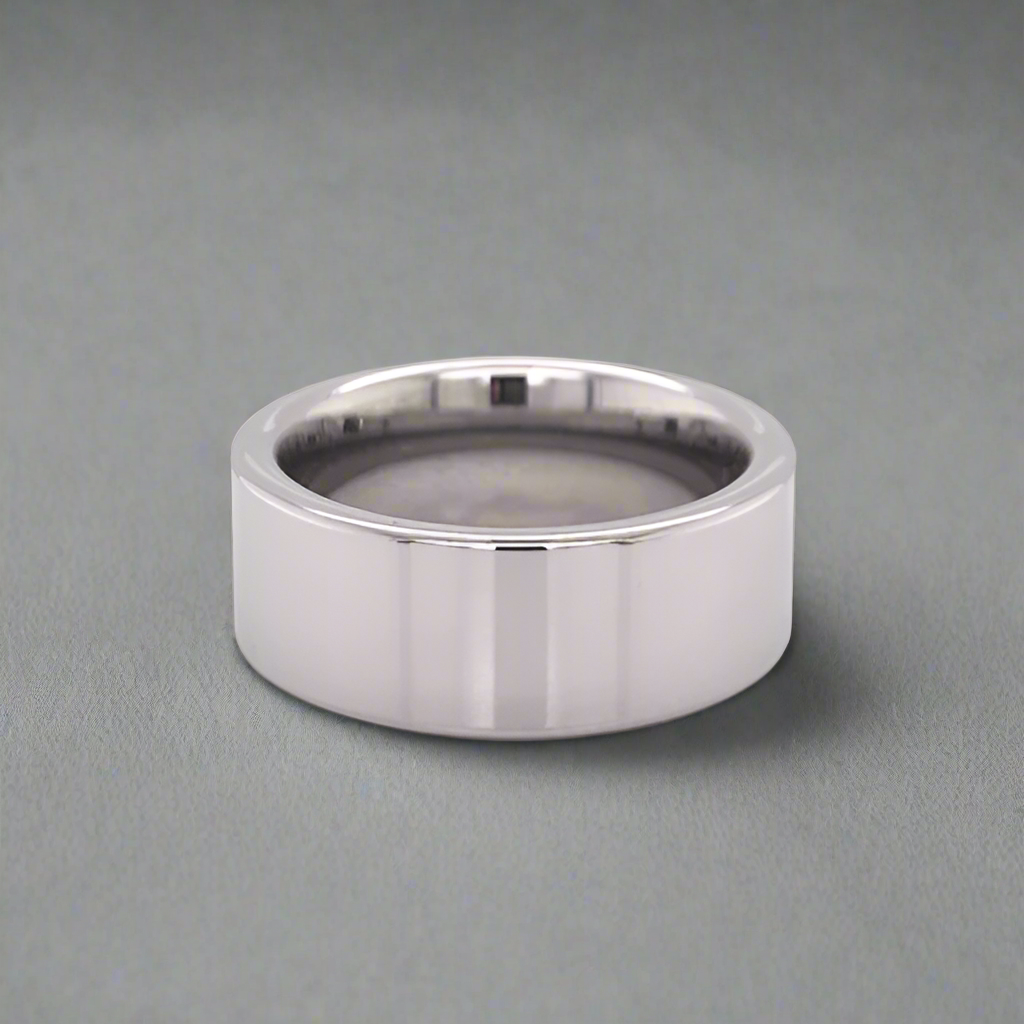 The Wide Band Polished Tungsten Comfort Fit Ring